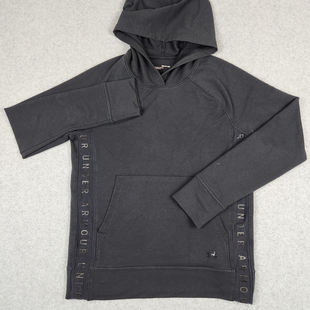 Under Armour Women's Hoodie Black Rival Fleece Pullover Side Logo Sweatshirt‎ S